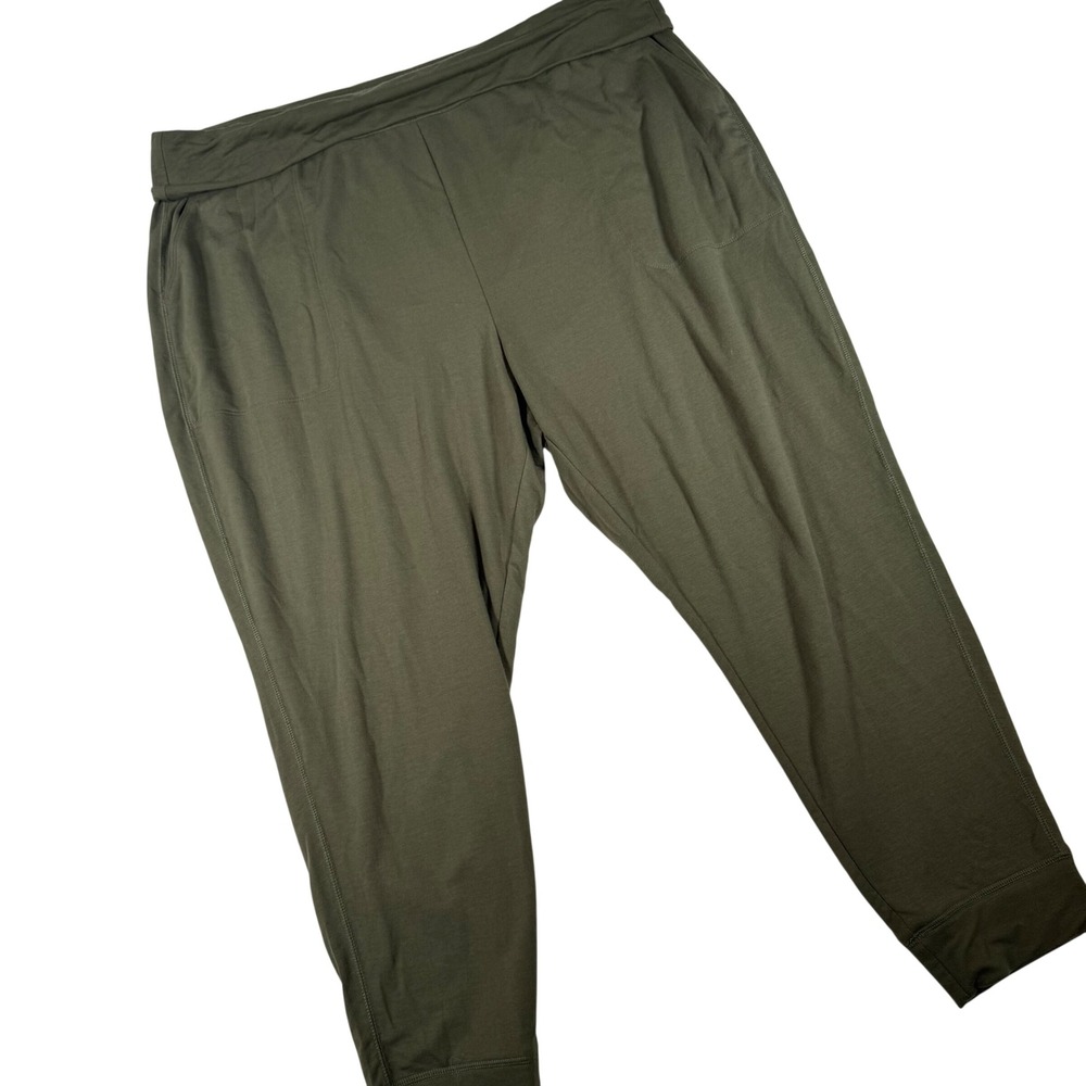 Old Navy Active Joggers Women XXL Olive Green Foldover Waist Pocket Lounge Pant